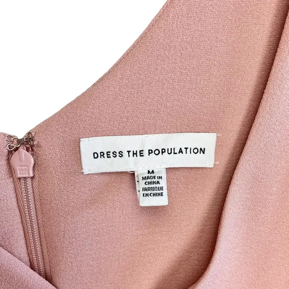 NWOT Dress The Population Sandra Plunge Crepe Trumpet Gown in Blush, Medium - Picture 12 of 16